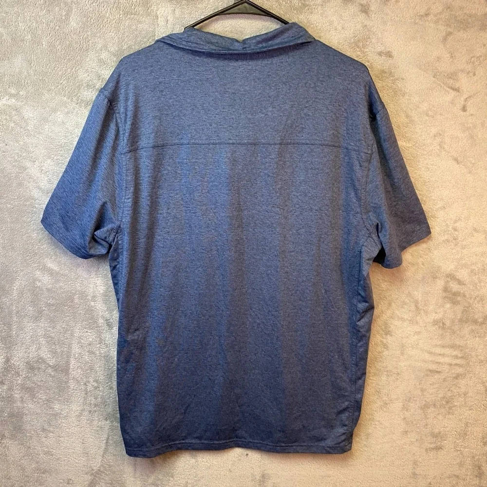 G.H. Bass & Co Men's Large Blue Heather Stretch Polo Shirt